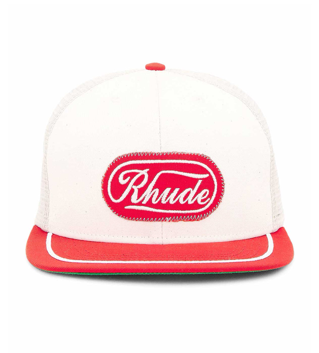 Rhude Patch Trucker Hat Off-White/Red