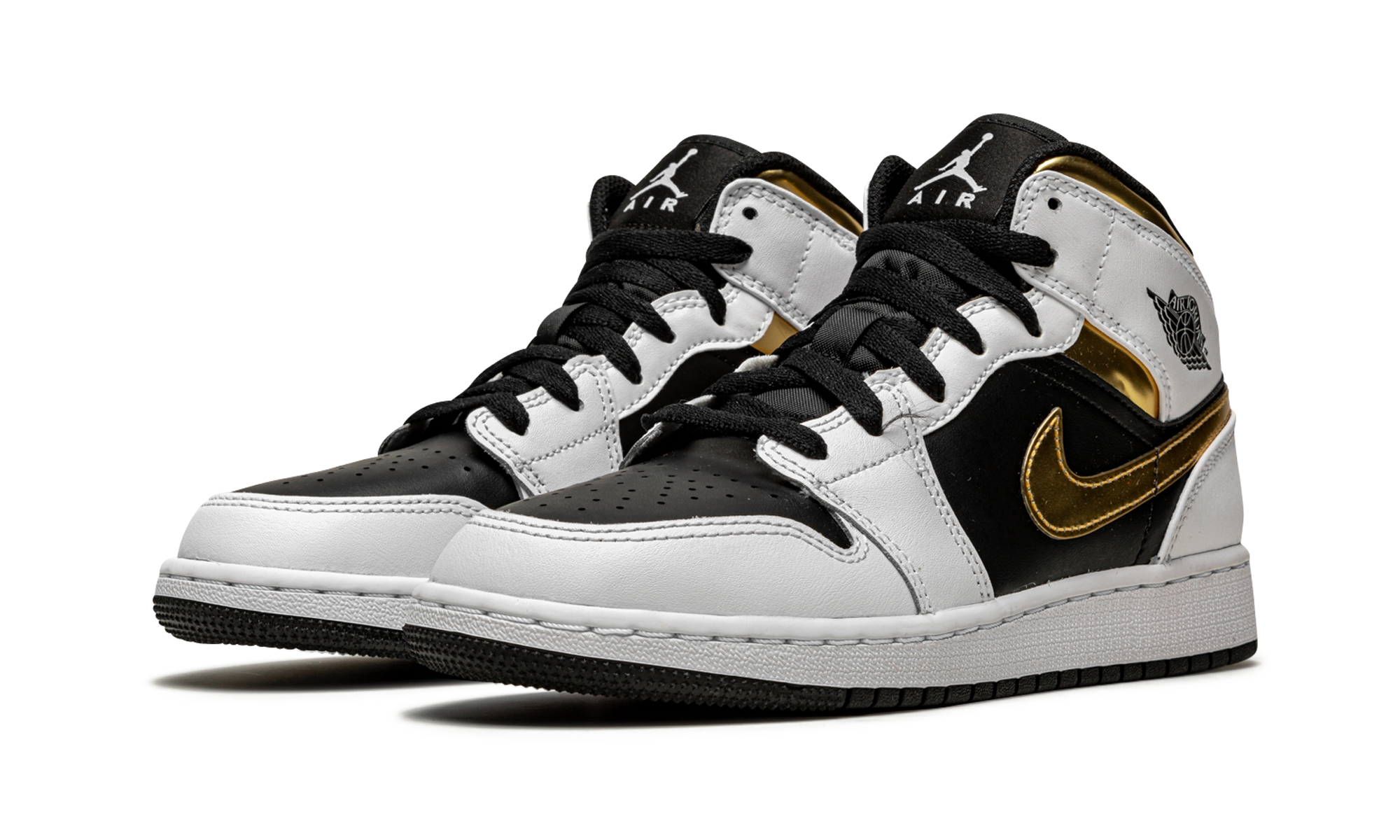 Air Jordan 1 Mid GS "White / Gold / Black" 554725 190