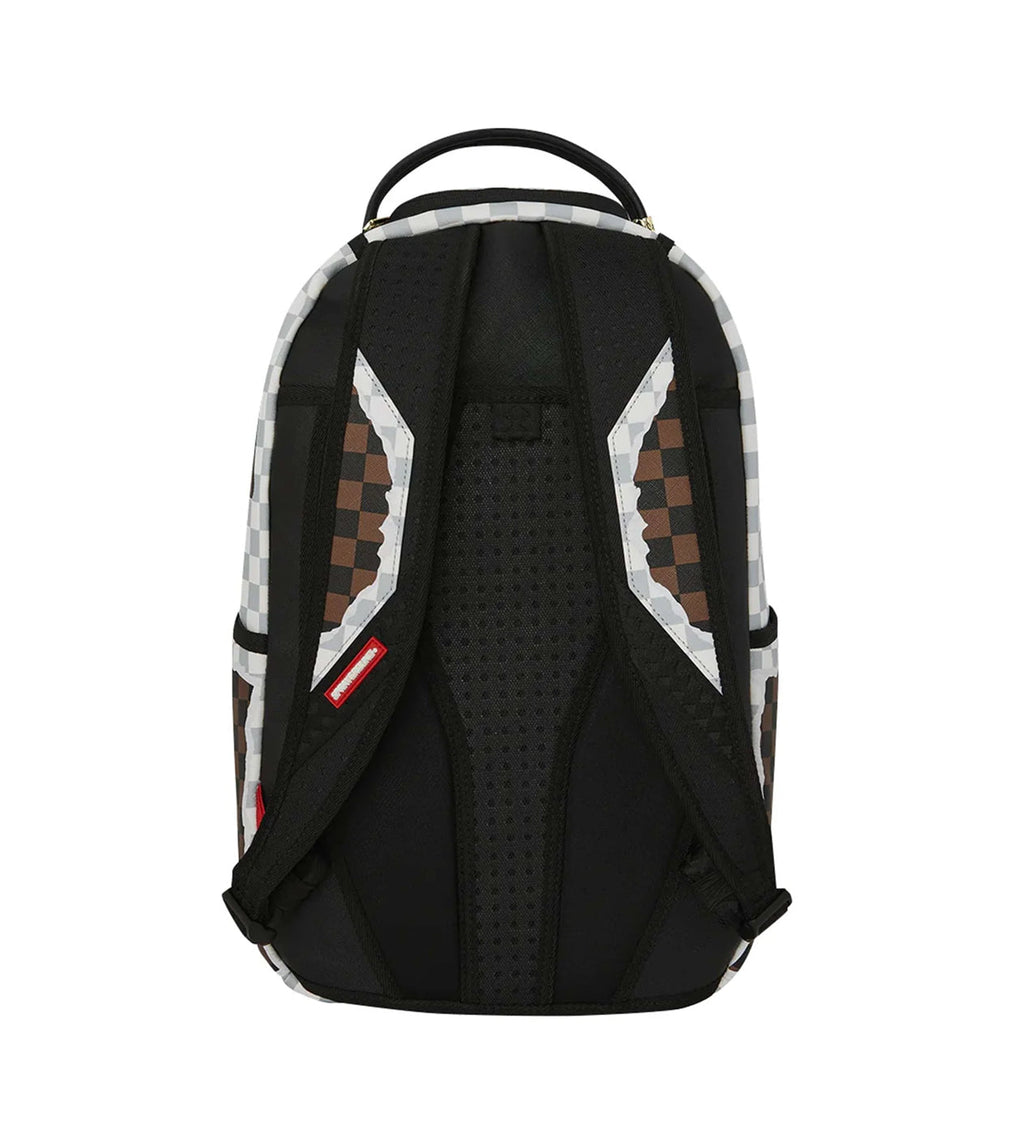 Sprayground Cream and Brown Tear Check Backpack