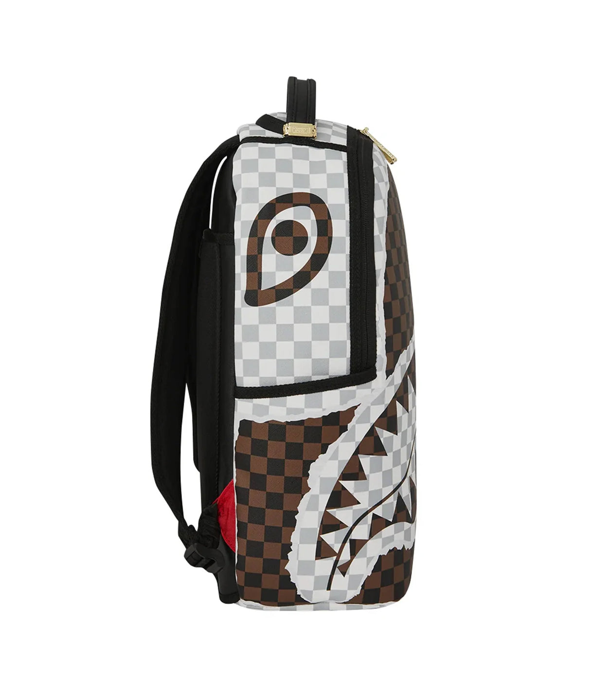 Sprayground Cream and Brown Tear Check Backpack