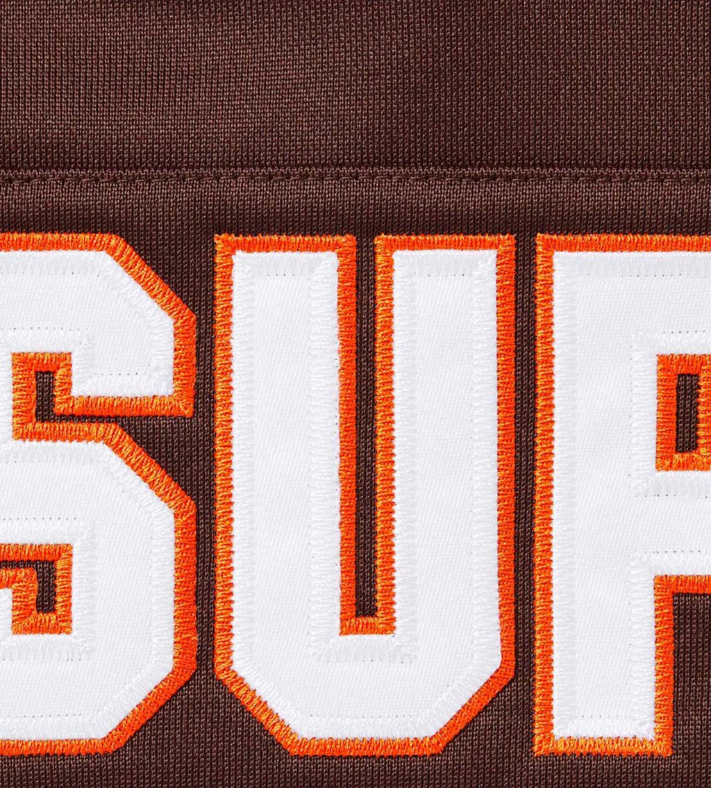 Supreme Football Zip Up Hooded Sweatshirt Brown