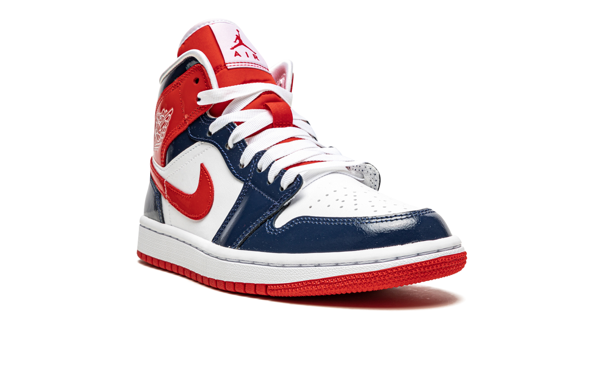 AIR JORDAN 1 MID WMNS "Patent Leather Navy / White / Red" DJ5984 400