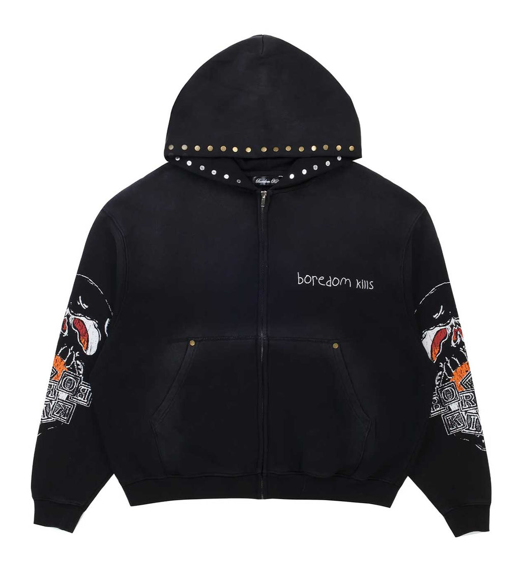 Boredom Kills BK Skull Hoodie Black