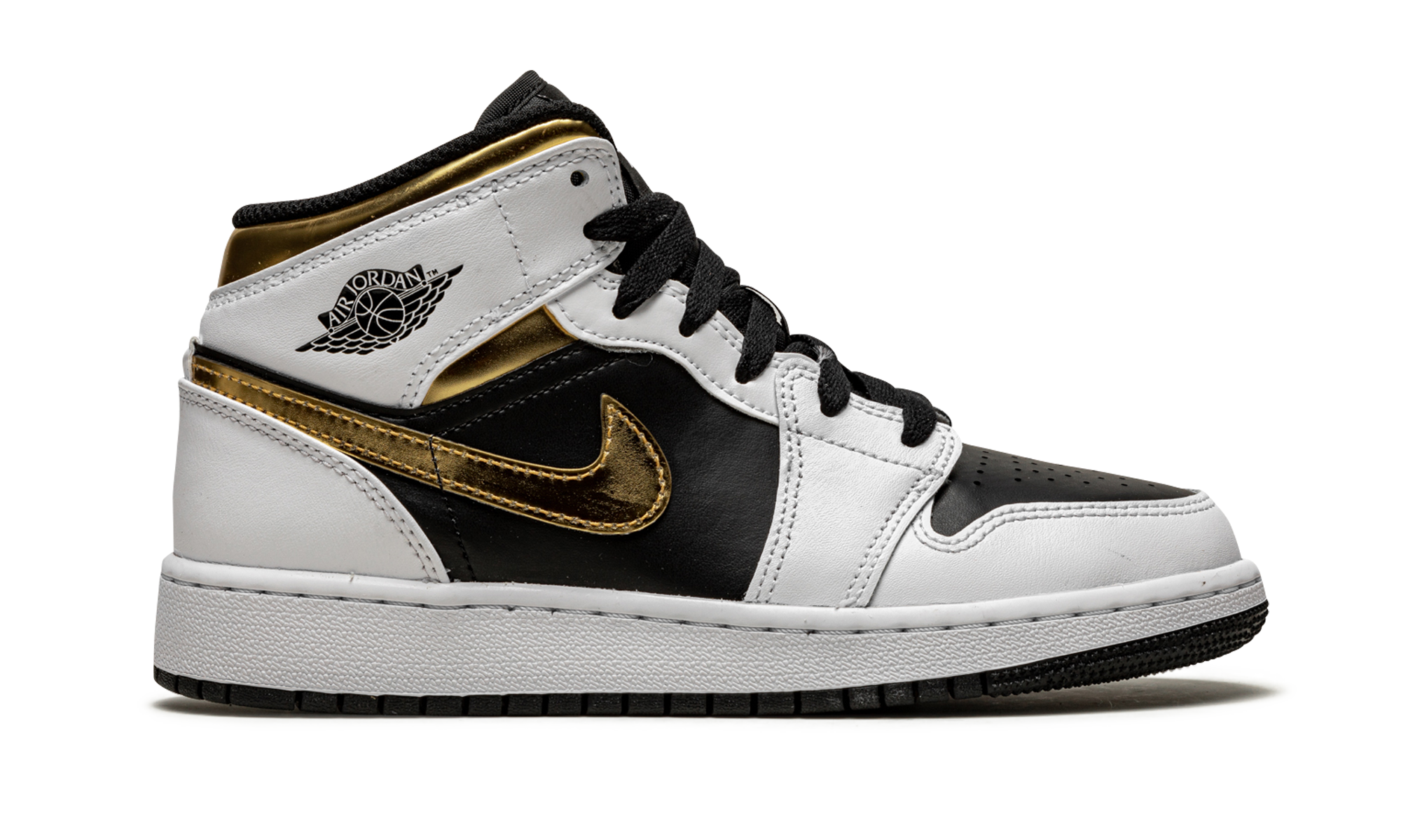 Air Jordan 1 Mid GS "White / Gold / Black" 554725 190
