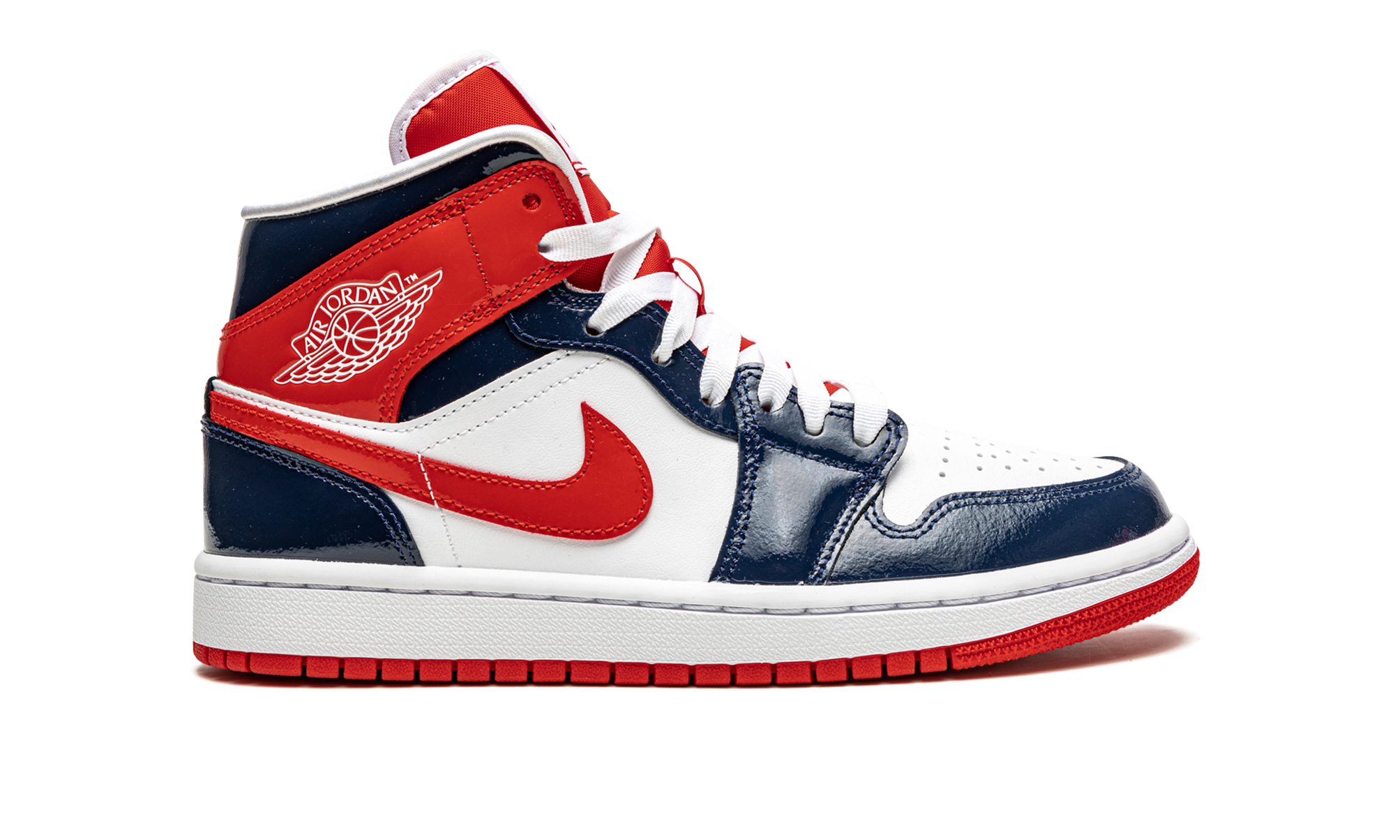 AIR JORDAN 1 MID WMNS "Patent Leather Navy / White / Red" DJ5984 400