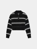 WOMEN - WOMEN'S MA LONG SLEEVE OVERSIZED POLO - Black Multi