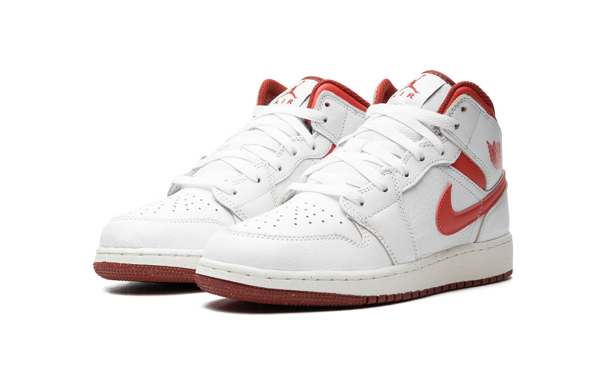 AIR JORDAN 1 MID SE GS "WHITE DUNE RED" FJ3464 160