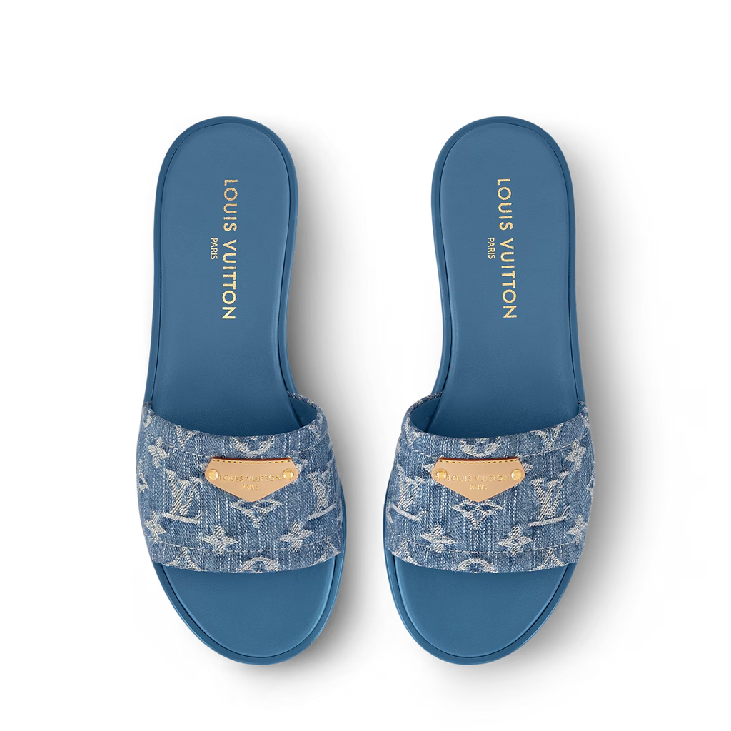 LV Lily Mule Sandals Blue Denim