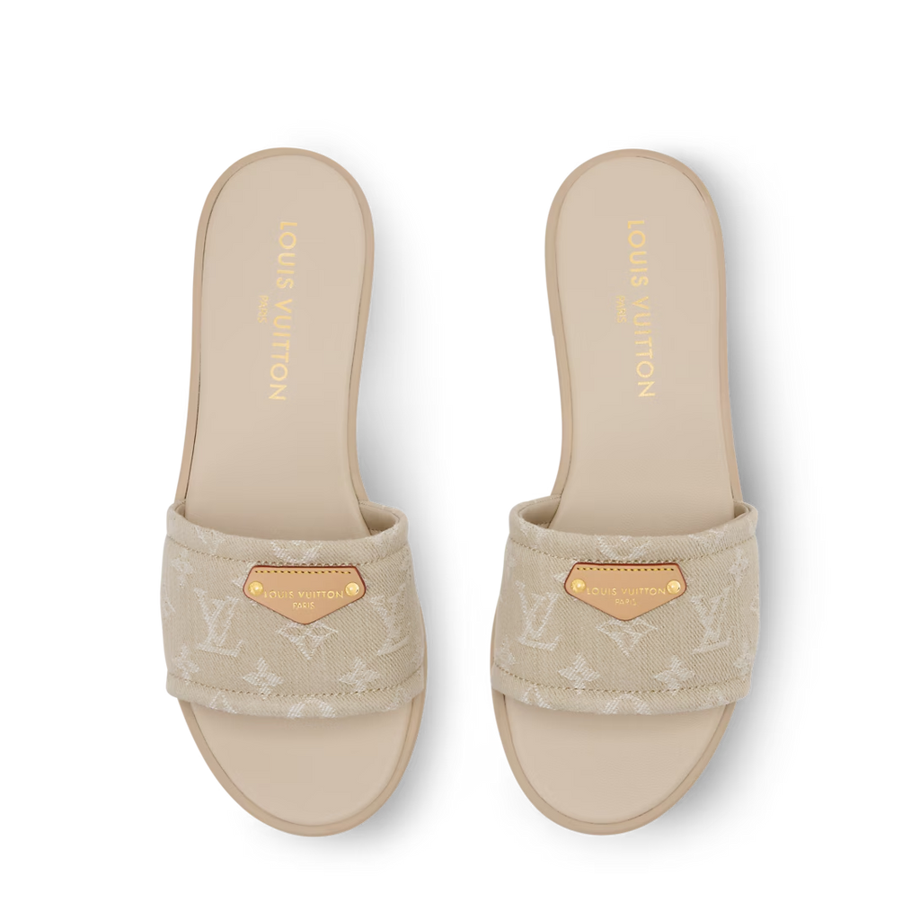 LV Lily Flat Mule Beige Denim
