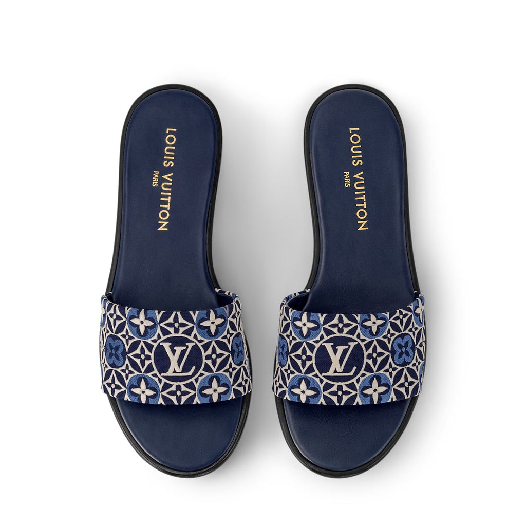 LV Lily Flat Mule Navy Blue