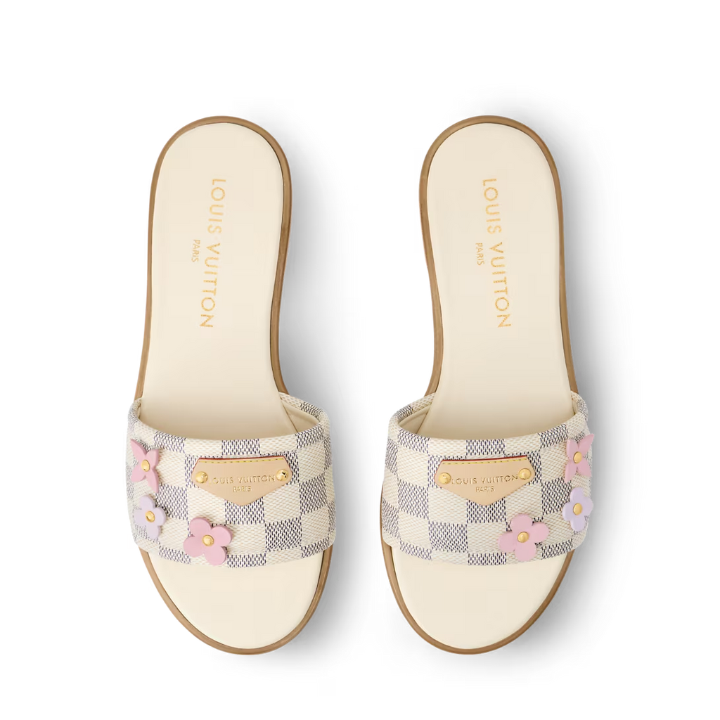 LV Lily Flat Mule Beige Damier Azur Canvas