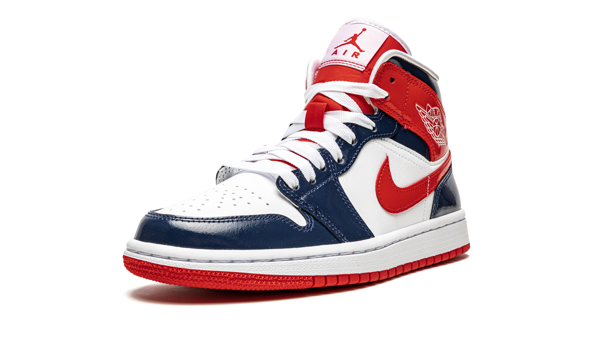 AIR JORDAN 1 MID WMNS "Patent Leather Navy / White / Red" DJ5984 400