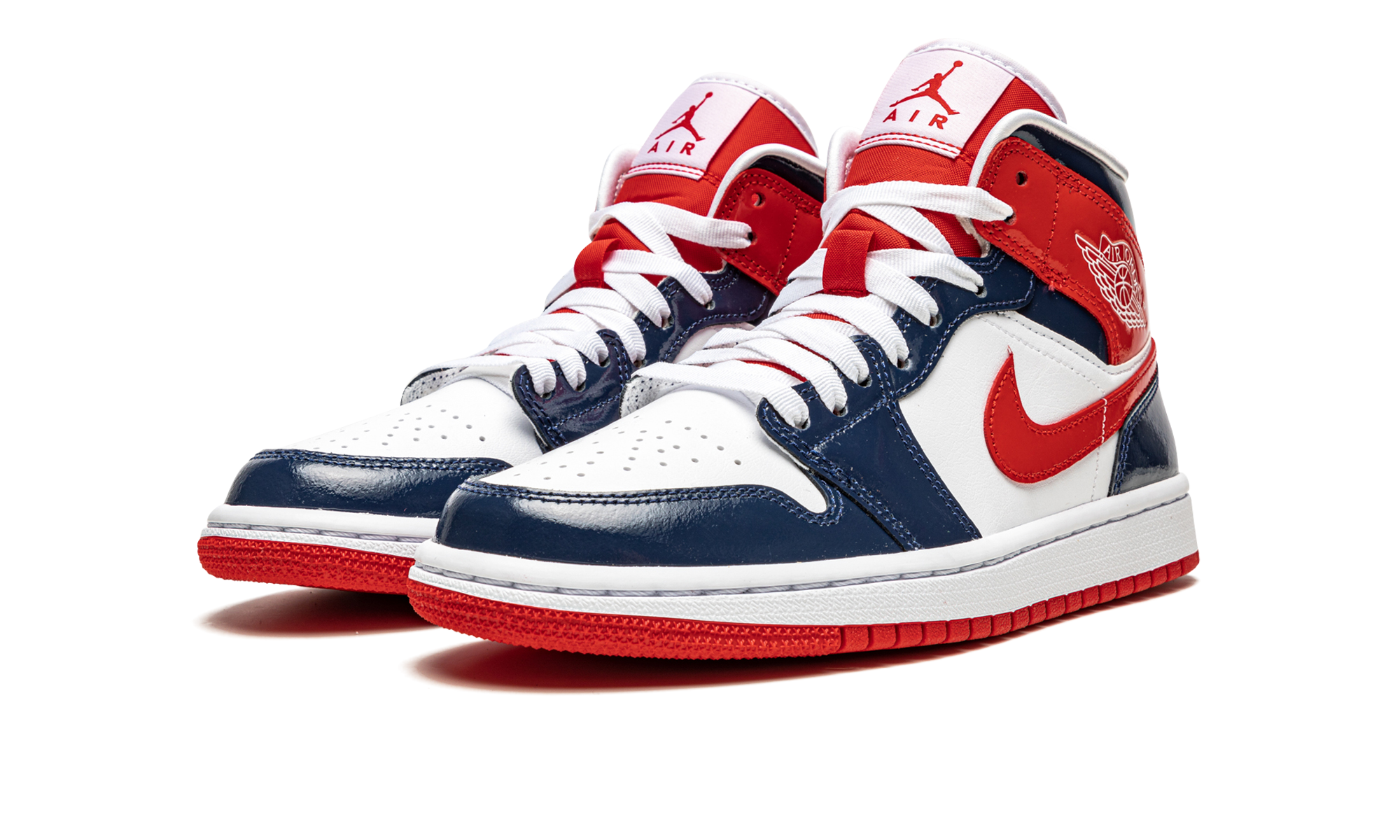 AIR JORDAN 1 MID WMNS "Patent Leather Navy / White / Red" DJ5984 400