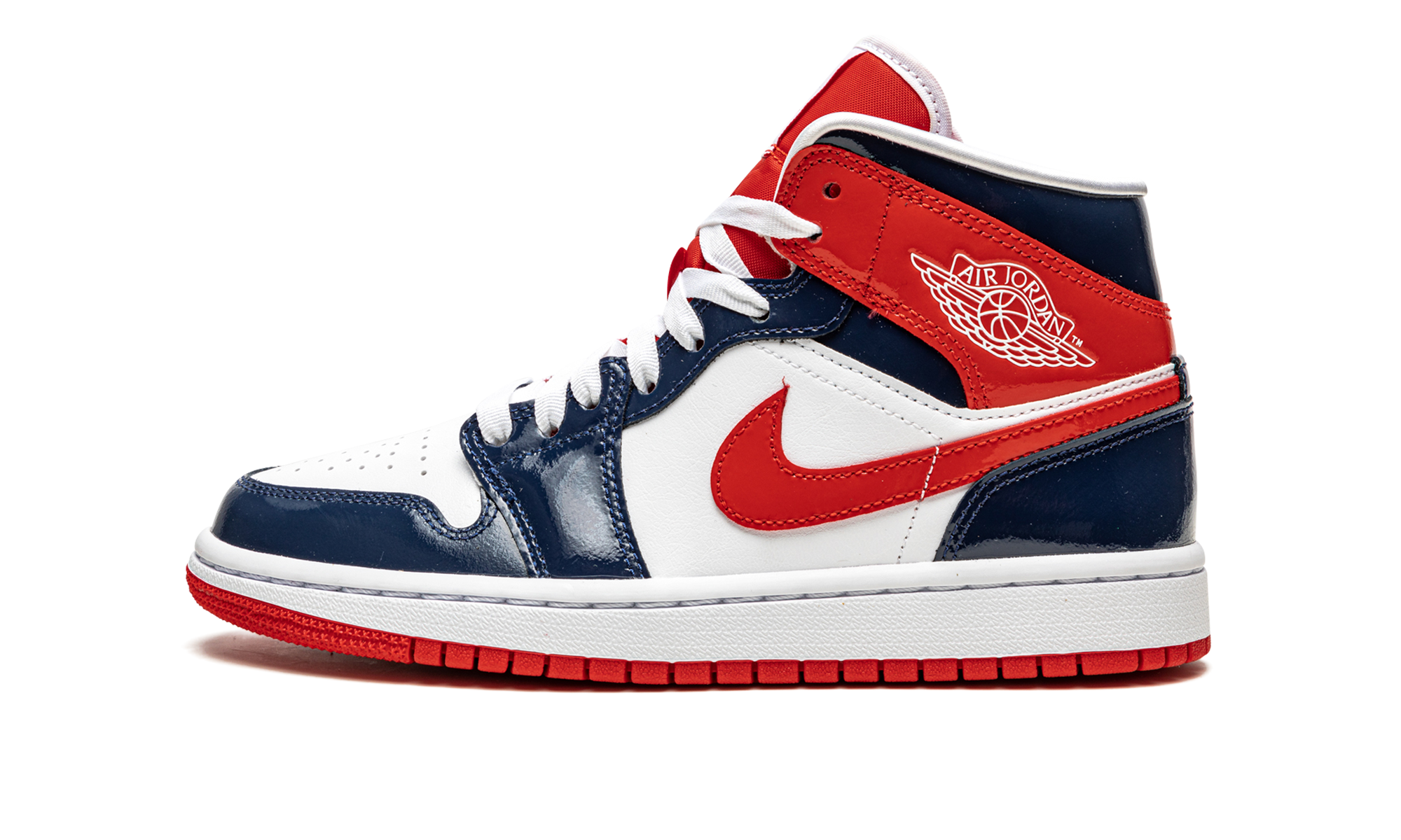 AIR JORDAN 1 MID WMNS "Patent Leather Navy / White / Red" DJ5984 400
