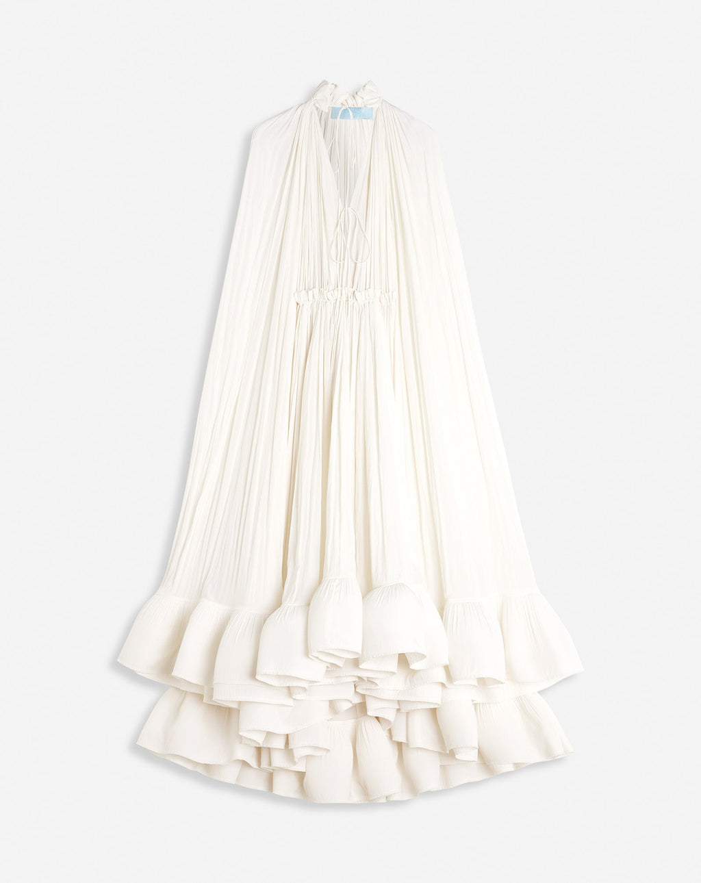 LONG CHARMEUSE RUFFLE DRESS
