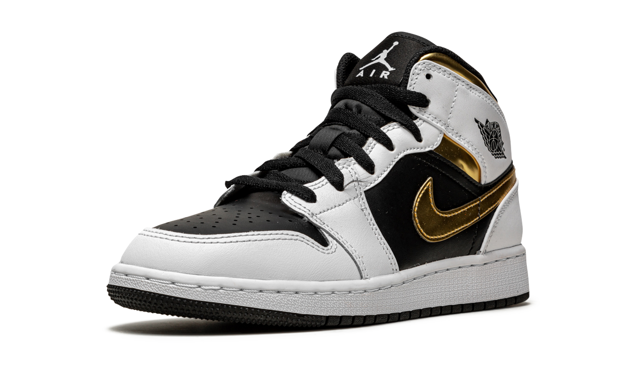 Air Jordan 1 Mid GS "White / Gold / Black" 554725 190