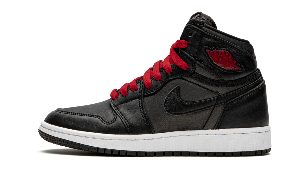 Air Jordan 1 High Retro GS "Black Satin/Gym Red" 575441 060